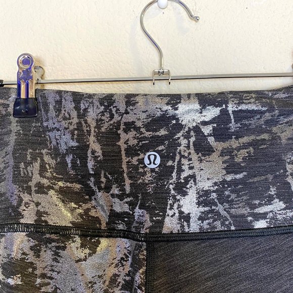 Lululemon Wunder Under High Rise Tight Leggings Silver Black Brindle Foil - Picture 9 of 10